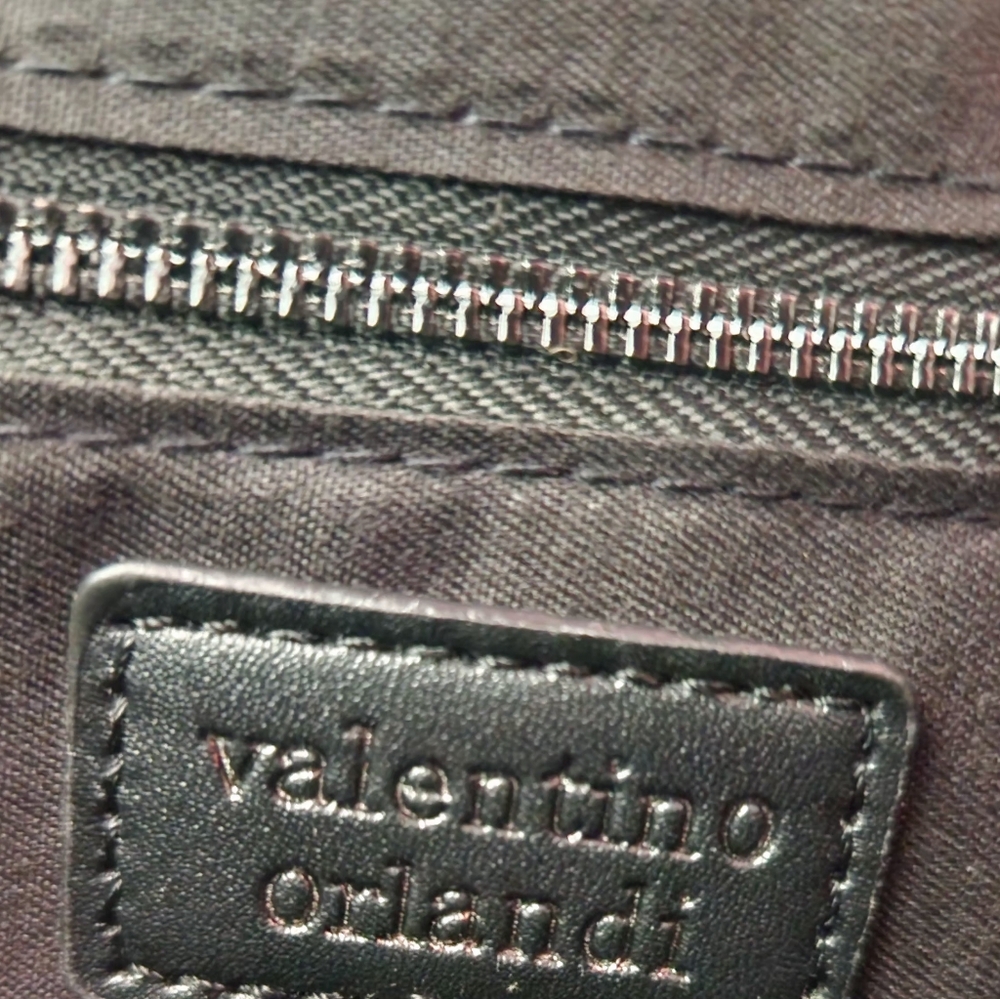 Valentino Orlandi studded black satchel with web crossbody strap. New with tags! - Picture 11 of 12